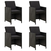 VidaXL   Buitenstoel   Zwart   Poly rattan   4 stuks
