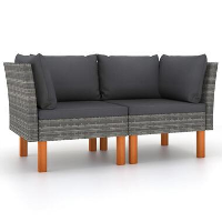 VidaXL   Hoekbanken   Grijs   Poly rattan   2 stuks