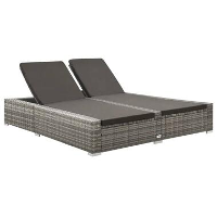 VidaXL   Ligbed   Grijs   Poly rattan