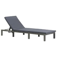 VIDAXL Ligbed met kussen poly rattan antraciet