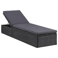 VidaXL Ligbed poly rattan zwart en donkergrijs