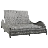 VidaXL Ligbed tweepersoons met kussen poly rattan antraciet