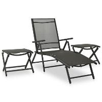 VidaXL   Loungeset   Zwart   Aluminium