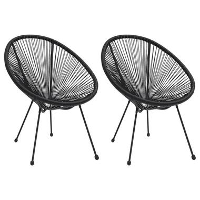 VidaXL   Maanstoelen   Zwart   Rattan   2 stuks