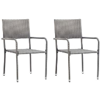 VidaXL   Stapelstoelen   Grijs   Poly rattan   2 stuks
