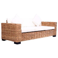 VidaXL Tuinbank 3 zits natuurlijk rattan