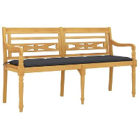 VidaXL   Tuinbank Batavia met antraciet kussen   Teakhout   150x51.5X84 cm