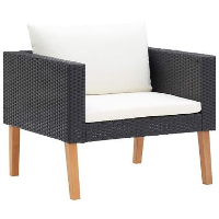 VidaXL   Tuinbank eenzits   Zwart   Poly rattan   Met kussens