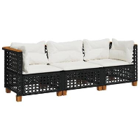 VidaXL   Tuinbank   Zwart   Poly rattan   3 stuks