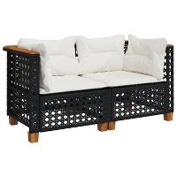 VidaXL   Tuinbank   Zwart   Poly rattan