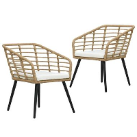 VidaXL   Tuinstoel   Bruin   Poly rattan   2 stuks