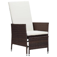 VidaXL   Tuinstoel   Bruin   Poly rattan   Verstelbaar   Met kussens