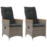 VidaXL   Tuinstoel   Grijs   Poly rattan   2 stuks