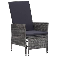 VidaXL   Tuinstoel   Grijs   Poly rattan   Verstelbaar   Met kussens