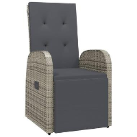 VidaXL Tuinstoel verstelbaar met kussen poly rattan grijs
