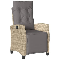 VidaXL   Tuinstoel verstelbaar met voetensteun   Beige   Poly rattan