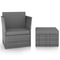 VidaXL   Tuinstoelen   Antraciet   Poly rattan   Met voetenbank