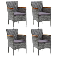 VidaXL   Tuinstoelen   Grijs   Poly rattan   4 stuks