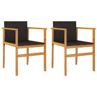 VidaXL   Tuinstoelen   Zwart   Poly rattan   2 stuks