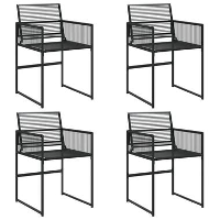 VidaXL   Tuinstoelen   Zwart   Poly rattan   4 stuks