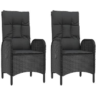 VidaXL   Tuinstoelen   Zwart   Poly rattan