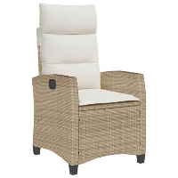 VidaXL   Verstelbare tuinstoel met bijzettafel   Beige   Poly rattan