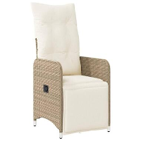 VidaXL   Verstelbare tuinstoel met kussens   Beige   Poly rattan