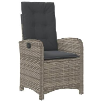 VidaXL   Verstelbare tuinstoel met kussens   Grijs   Poly rattan