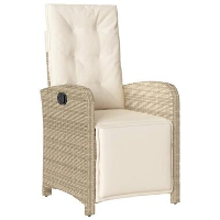 VidaXL   Verstelbare tuinstoel met voetensteun   Beige   Poly rattan