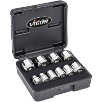 Vigor V7538/10 Dopsleutelinzetset 3/8 (10 mm) 10 delig
