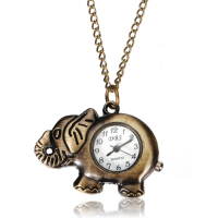 Vintage Antique Bronze Elephant Women Pocket Watch Alloy