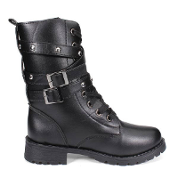 Vintage Black Martin Lace Up Rivet Decorate Women Short Boots