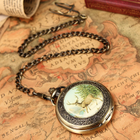 Vintage Bronze Steam Punk Mechanical Quartz Pocket Women Watch
