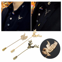 Vintage Deer Head Eagle Lapel Stick Animal Alloy Brooch Pins