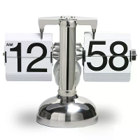 Vintage Flip Klok 12 Uur Automatische Flip Klok Retro Roestvrij Stalen Bureauklok Grote Tijdweergave Klok voor Woonkamer
