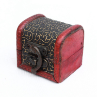 Vintage Mini Wooden Jewelry Box Treasure Storage Case Container