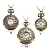 Vintage Roma Steampunk Quartz Pendant Necklace Women Pocket Watch