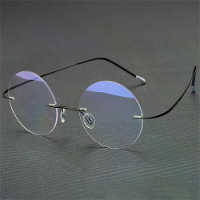 Vintage Ronde Rimless Lezen Bril UV bescherming Anti blauw licht Presbyopie Bril met Etui