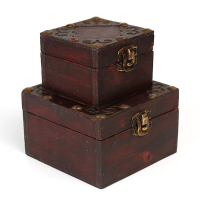 Vintage Wooden Necklace Treasure Jewelry Box Storage Case