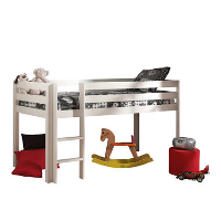 Vipack halfhoogslaper Pino met bureau en boekenkast   wit   114x105,4x209,4 cm   Leen Bakker