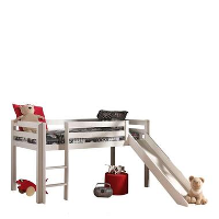 Vipack halfhoogslaper Pino met glijbaan   wit   90x200 cm   Leen Bakker