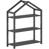 Leen Bakker   Boekenrek Dallas   111x40x141cm   Massief Dennen   Antraciet   Hout   Zwart