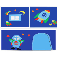 Vipack speelgordijn Astro   blauw   235x140x0,5 cm   Leen Bakker