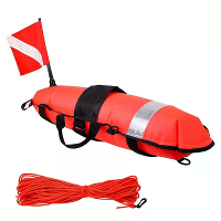 Vistuigduik Buoy Hi Visibility Opblaasbare Torpedo Boei Drijver Signaal met Duikveiligheidsvlag Geschikt voor Duiken met
