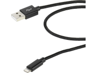Vivanco USB 2.0 Aansluitkabel [1x USB stekker   1x Apple dock stekker Lightning] 1.5 M Zwart Stoffen mantel