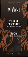 Vivani Chocoladedruppels Puur 100% Cacao Choc Drops