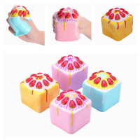 Vlampo Squishy Jumbo Strawberry Cake Bakery Cupcake Cube Slow Rising Original Packaging Collection Toy Gift