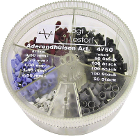 Vogt Verbindungstechnik 4750 Assortiment adereindhulzen 0.5 Mm², 0.75 Mm², 1 mm², 1.5 Mm², 2.5 Mm² Deels geïsoleerd Wit, Lichtblauw, Rood, Zwart, Grijs 400