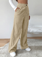 Dames corduroy effen kleur plooizak enkellange zijzakken retro broek