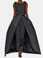 Elegante dames mouwloze effen hoge split lange broek jumpsuits